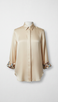 Tailored Silk Shirt With Motif Cuffs