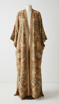 Antique Gold Cotton Outerwear With Persian Embroidery